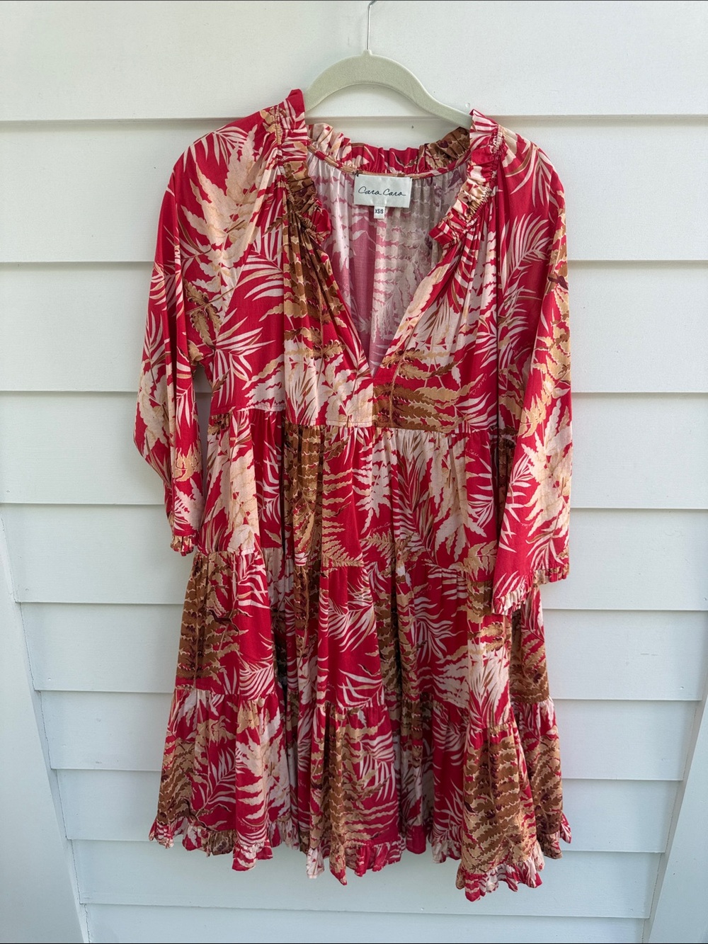 Cara Cara Red, Cream & Brown Tropical Tiered Dress